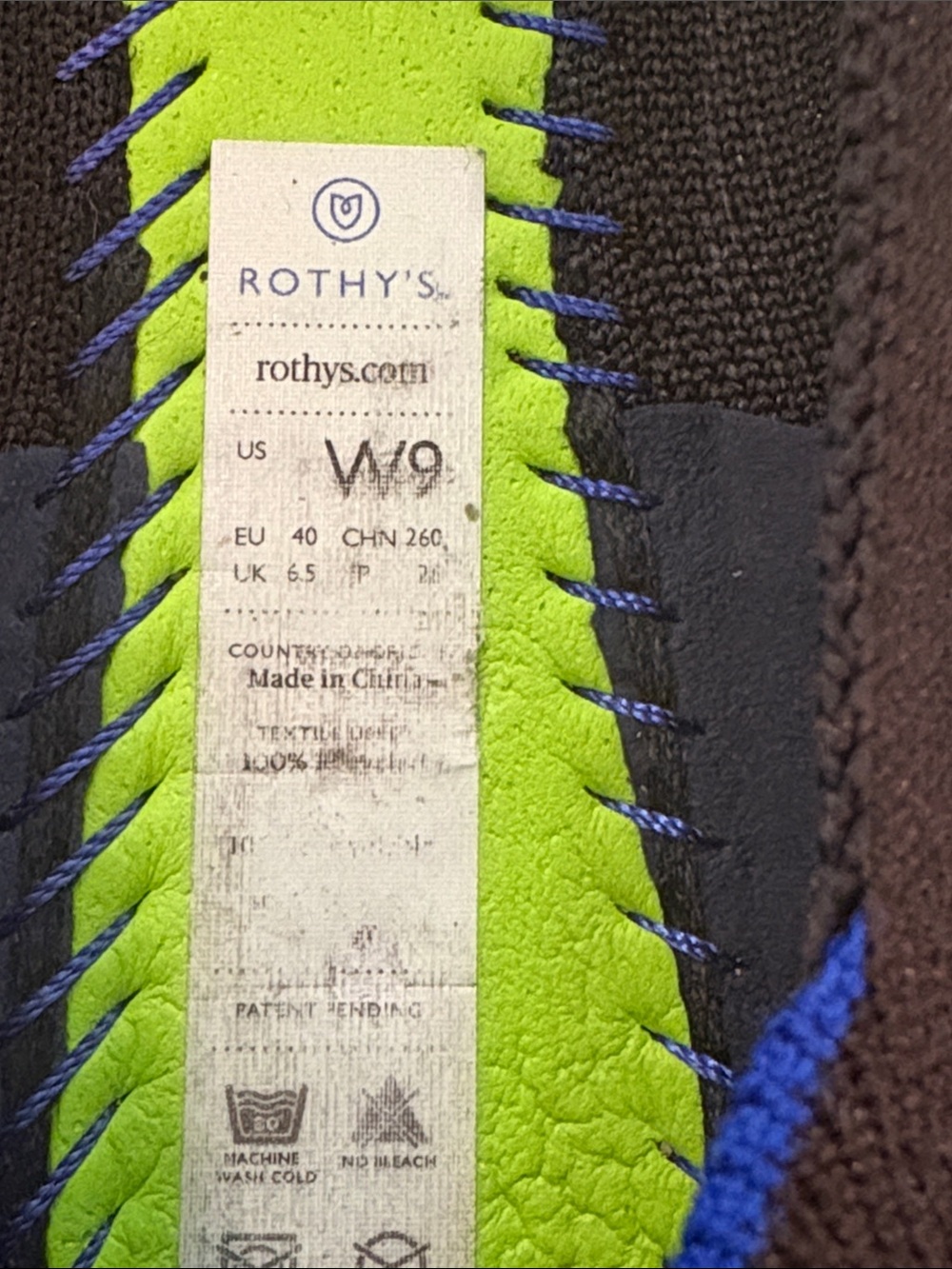 Rothy's Black Knit Pointed Ballet Flats with Blue Trim - Picture 3 of 3